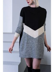 LA Angels Sukienka dzianinowa w kolorze czarno-szarym rozmiar: L. Czarne sukienki LA Angels, l, bez wzorów, z dzianiny, bez kołnierzyka, bez ramiączek, mini. Za 173,99 zł.