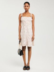 BIG STAR Sukienka w kolorze białym rozmiar: S. Białe sukienki Big Star, s, bez wzorów, z wiskozy, retro, bez kołnierzyka, bez ramiączek, midi. Za 104,99 zł.