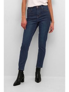 Kaffe Dżinsy "Sinem" - Slim fit - w kolorze granatowym rozmiar: 38. Niebieskie jeansy Kaffe, bez wzorów, z podwyższonym stanem. Za 88,02 zł.