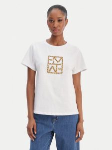 Marella T-Shirt Tema 2615971031 Biały Regular Fit. Białe t-shirty Marella, m, bez wzorów, z bawełny, bez kołnierzyka, bez ramiączek. Za 259,99 zł.