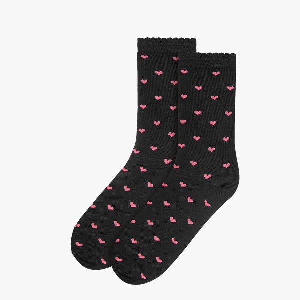 Czarne skarpety damskie w serduszka. Czarne skarpetki Ryłko, bez wzorów, z bawełny. Za 24,99 zł.