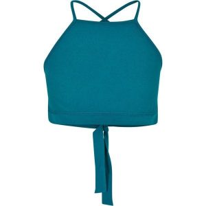 Damski trójkątny tank top Urban Classics. Zielone topy Urban Classics, bez wzorów, sportowe, bez kołnierzyka, bez ramiączek. Za 90,00 zł.