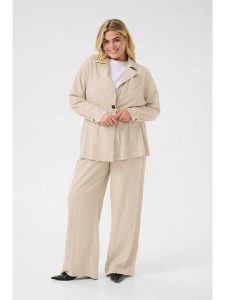 KAFFE curve Bluzka "Trina" w kolorze beżowym rozmiar: 46. Brązowe bluzki KAFFE curve, bez wzorów, bez kołnierzyka, bez ramiączek. Za 173,99 zł.