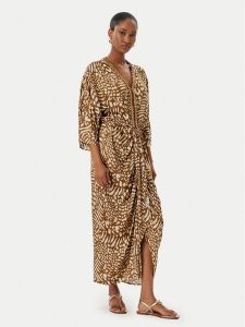 LOLA CASADEMUNT Sukienka letnia LS2616031 Brązowy Relaxed Fit. Brązowe kombinezony LOLA CASADEMUNT, na lato, xl, bez wzorów, z wiskozy, bez kołnierzyka, bez ramiączek. Za 459,99 zł.