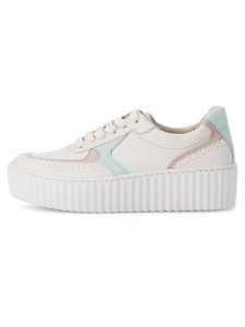 Gabor Skórzane sneakersy w kolorze biało-jasnoróżowo-turkusowym rozmiar: 41. Białe trampki Gabor, bez wzorów, bez zapięcia. Za 215,71 zł.