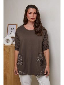 Curvy Lady Tunika w kolorze brązowym rozmiar: 40/42. Brązowe tuniki Curvy Lady, bez wzorów, z bawełny, klasyczne, bez kołnierzyka, bez ramiączek. Za 109,78 zł.