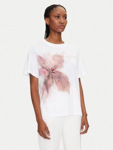 Marciano Guess T-Shirt Ss tshirt kim Biały Regular Fit. Białe t-shirty Marciano Guess, l, z aplikacjami, z bawełny, bez kołnierzyka, bez ramiączek. Za 259,99 zł.