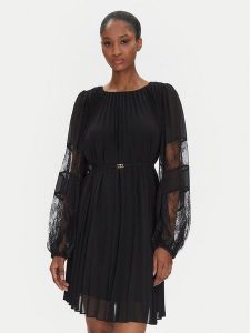 TWINSET Sukienka codzienna 251TP2783 Czarny Loose Fit. Czarne sukienki Twinset, na co dzień, bez wzorów, z syntetyku, bez kołnierzyka, bez ramiączek, proste. Za 539,99 zł.