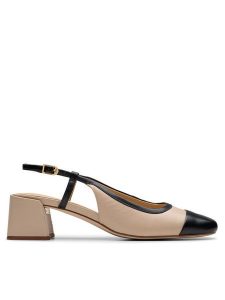 Clarks Sandały Nyta45 Sling 26181321 Beżowy. Brązowe sandały Clarks, bez wzorów, ze skóry, bez obcasa, na słupku, bez zapięcia. Za 409,99 zł.