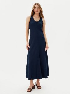 Tommy Hilfiger Sukienka letnia WW0WW46171 Granatowy Regular Fit. Niebieskie kombinezony TOMMY HILFIGER, na lato, bez wzorów, ze lnu, bez kołnierzyka, bez ramiączek. Za 489,99 zł.