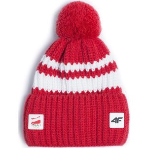 Czapka uniseks Polska PyeongChang 2018 CAU901 - czerwony wiśniowy. Czerwone czapki marki 4f, z materiału. Za 119,00 zł.
