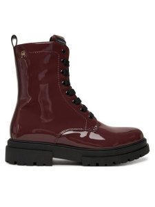 Tommy Hilfiger Trapery Lace-Up Bootie T4A5-34025-0775 D Bordowy. Czerwone buty zimowe TOMMY HILFIGER, ze skóry, bez obcasa, bez zapięcia. Za 419,99 zł.