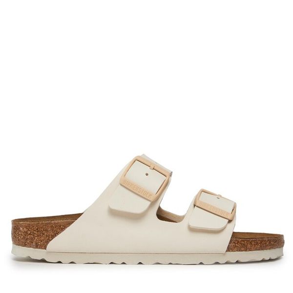 Klapki Birkenstock. Brązowe klapki Birkenstock, bez wzorów, bez obcasa. Za 399,99 zł.