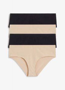 Figi panty z bawełną organiczną (4 pary). Brązowe figi bonprix, bez wzorów, z bawełny. Za 75,96 zł.
