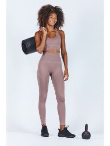 Onamaste Legginsy sportowe "Elisa" w kolorze szarobrązowym rozmiar: L/XL. Brązowe legginsy Onamaste, l, bez wzorów, z podwyższonym stanem, outdoorowe. Za 122,03 zł.