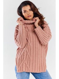 Awama Sweter w kolorze jasnoróżowym rozmiar: onesize. Różowe golfy Awama, bez wzorów, ze splotem. Za 325,79 zł.