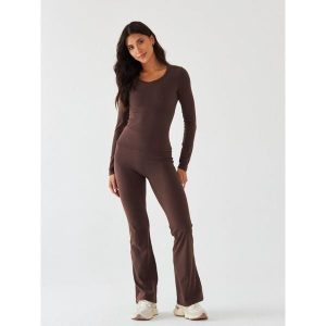 Legginsy Dzwony - Morning Dew BeShaped. Brązowe legginsy BESHAPED, bez wzorów, z elastanu. Za 219,00 zł.