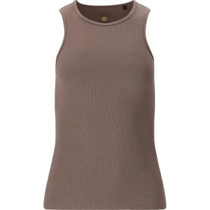 Damski tank top Athlecia Tinashe. Brązowe topy Athlecia, bez wzorów, sportowe, bez kołnierzyka, bez ramiączek. Za 124,00 zł.