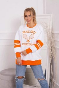 Bluza ocieplana Malibu biały+pomarańczowy. Białe bluzy KESI, l, bez wzorów, z bawełny, bez kaptura. Za 218,51 zł.