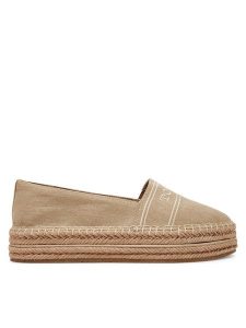 Tommy Hilfiger Espadryle Denim Platform Espadrille FW0FW08543 Beżowy. Brązowe espadryle TOMMY HILFIGER, bez wzorów, z denimu, bez obcasa. Za 259,99 zł.
