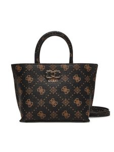 Guess Torebka Emelie Logo Mini HWGP99 28750 Brązowy. Brązowe kuferki Guess, z aplikacjami, ze skóry, bez dodatków. Za 659,99 zł.