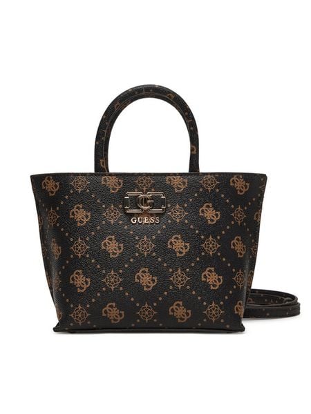 Guess Torebka Emelie Logo Mini HWGP99 28750 Brązowy. Brązowe kuferki Guess, z aplikacjami, ze skóry, bez dodatków. Za 659,99 zł.