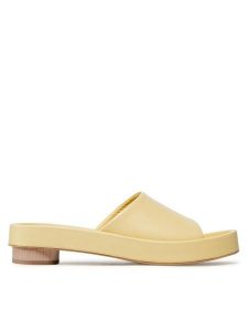 Gino Rossi Klapki 22SS17 Żółty. Żółte klapki Gino Rossi, bez wzorów, ze skóry, bez obcasa. Za 299,99 zł.