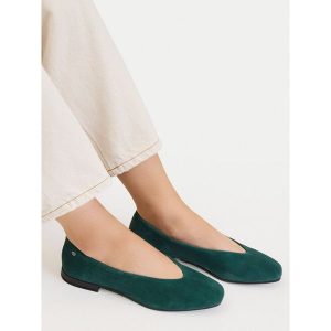 Baleriny Lasocki. Zielone balerinki Lasocki, bez wzorów, bez obcasa, bez zapięcia. Za 159,99 zł.