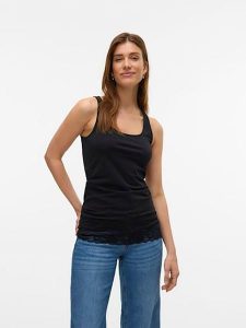 Vero Moda Top w kolorze czarnym rozmiar: XL. Czarne topy Vero Moda, xl, bez wzorów, z koronki, bez kołnierzyka, bez ramiączek. Za 32,90 zł.