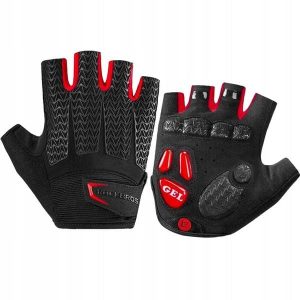 Rękawiczki rowerowe Rockbros z wkładką żelową rozmiar M. Czarne rękawiczki ROCKBROS, bez wzorów. Za 78,50 zł.