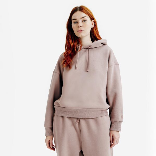 Bluza z kapturem damska Elementals. Brązowe bluzy DECATHLON, s, bez wzorów, z bawełny, z kapturem. Za 169,99 zł.