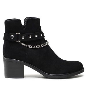 Botki Jenny Fairy. Czarne botki Jenny Fairy, bez wzorów, bez obcasa, na słupku, bez zapięcia. Za 89,99 zł.