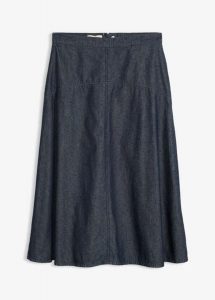 Spódnica jeansowa, z bawełny organicznej. Niebieskie spódnice bonprix, bez wzorów, z bawełny. Za 129,99 zł.