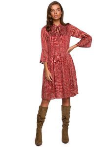 Stylove Sukienka w kolorze czerwonym ze wzorem rozmiar: XL. Czerwone sukienki Stylove, xl, bez wzorów, bez kołnierzyka, bez ramiączek, mini. Za 162,87 zł.
