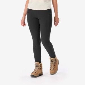Legginsy trekkingowe damskie MT500. Czarne legginsy SIMOND, bez wzorów, z elastanu. Za 159,99 zł.