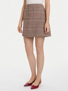 Tommy Hilfiger Spódnica mini Seasonal WW0WW48265 Beżowy Regular Fit. Brązowe spódnice TOMMY HILFIGER, bez wzorów, z bawełny, mini. Za 449,99 zł.