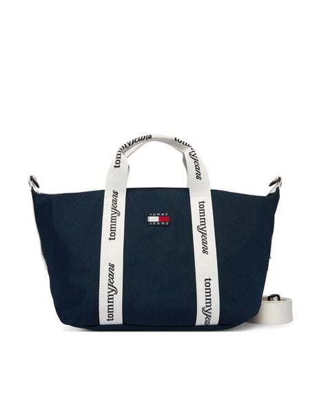 Tommy Jeans Torebka Ess Daily Mini Tote AW0AW18460 Granatowy. Niebieskie torebki klasyczne Tommy Jeans, bez wzorów, z jeansu, bez dodatków. Za 192,99 zł.