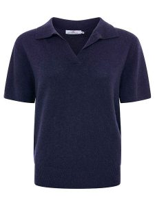 Zwillingsherz Kaszmirowa koszulka polo w kolorze granatowym rozmiar: L. Niebieskie bluzki Zwillingsherz, l, bez wzorów, z kaszmiru, bez kołnierzyka, bez ramiączek. Za 347,99 zł.