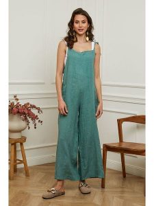 Plume Lniany kombinezon "Gadjy" w kolorze zielonym rozmiar: XL. Zielone kombinezony Plume, xl, bez wzorów, ze lnu, bez kołnierzyka, bez ramiączek. Za 245,96 zł.