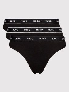 Hugo Komplet 3 par stringów 50469681 Czarny. Czarne komplety bielizny Hugo, bez wzorów, z bawełny. Za 119,99 zł.