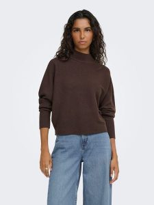 JDY Sweter w kolorze brązowym rozmiar: L. Brązowe swetry oversize JDY, l, bez wzorów, prążkowane, bez ramiączek. Za 109,95 zł.