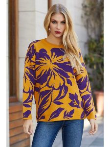 Milan Kiss Sweter w kolorze musztardowym ze wzorem rozmiar: S. Pomarańczowe swetry oversize Milan Kiss, s, bez wzorów, z bawełny, bez ramiączek. Za 112,83 zł.