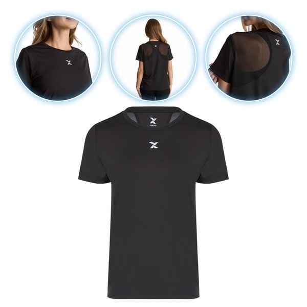 Koszulka damska Trexo Trexi Reg Tee. Czarne bluzki TREXO, bez wzorów, sportowe, bez kołnierzyka, bez ramiączek. Za 49,99 zł.