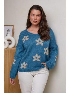 Curvy Lady Sweter w kolorze niebieskim rozmiar: 48/50. Niebieskie swetry oversize Curvy Lady, bez wzorów, ze splotem, bez ramiączek. Za 118,84 zł.