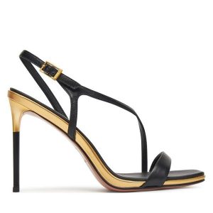 Sandały Eva Minge. Czarne sandały Eva Minge, bez wzorów, bez obcasa, na szpilce, bez zapięcia. Za 429,99 zł.