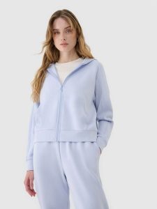 4F Bluza dresowa rozpinana z modalem damska - niebieska XS. Niebieskie bluzy 4f, xs, bez wzorów, z dresówki, z kapturem. W wyprzedaży za 139,99 zł.