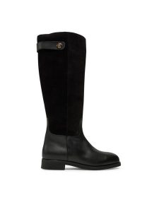 Tommy Hilfiger Kozaki Th Stud Leather Mix Long Boot FW0FW08341 Czarny. Czarne kozaki TOMMY HILFIGER, bez wzorów, ze skóry, bez obcasa, na płaskiej podeszwie, bez zapięcia. Za 699,99 zł.