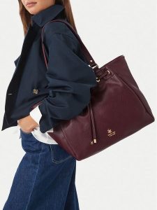 Beverly Hills Polo Club Torebka CEO-BHPC-C-008-10 Bordowy. Czerwone shopper bag Beverly Hills Polo Club, bez wzorów, ze skóry, bez dodatków. Za 279,99 zł.