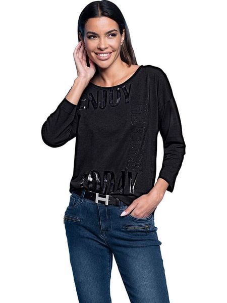 Heine Koszulka w kolorze granatowo-czarnym rozmiar: 40. Czarne bluzki Heine, bez wzorów, bez kołnierzyka, bez ramiączek. Za 70,41 zł.