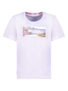 Geographical Norway Koszulka w kolorze fioletowym rozmiar: XL. Różowe bluzki Geographical Norway, xl, bez wzorów, z bawełny, bez kołnierzyka, bez ramiączek. Za 74,63 zł.